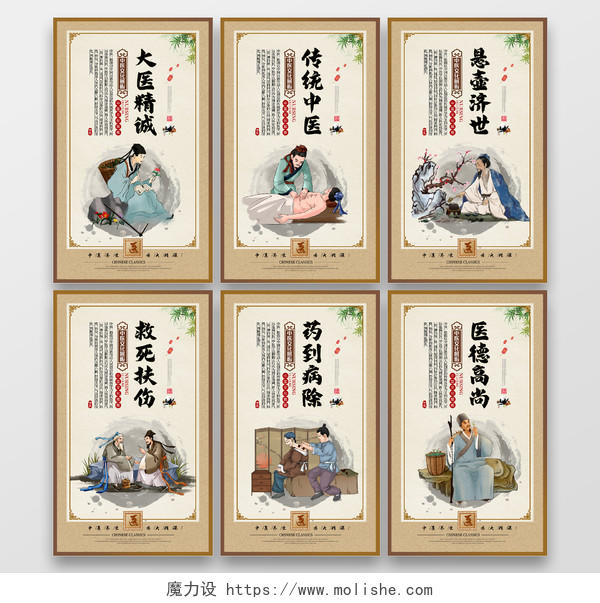 复古中医文化宣传展板挂画